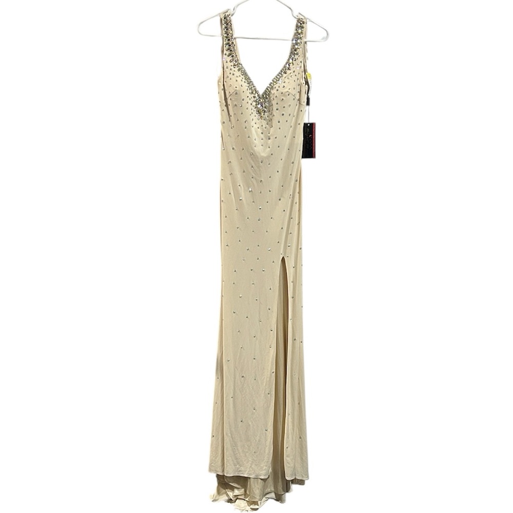 Vintage Night Moves Mermaid Maxi Prom Embellished Rhinestone Y2K Dress Sz 2